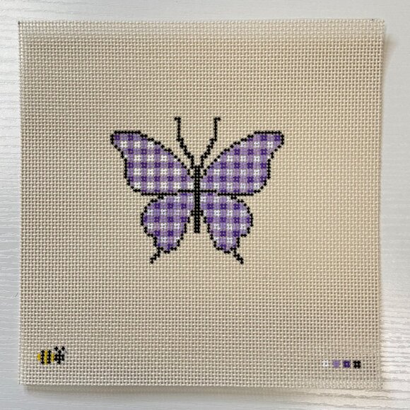 The Seamless Bee LLC Other - Gingham Butterfly Needlepoint Canvas